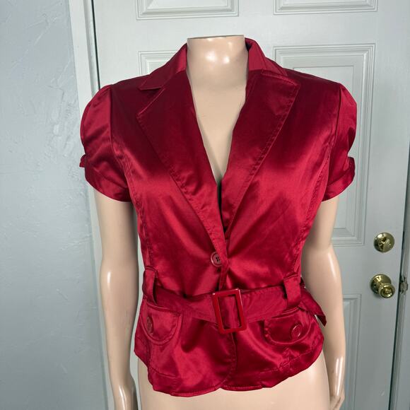 Vintage y2K Ashley International Shirt Top Jacket M Satin Button Coat R3-7 - Picture 1 of 6